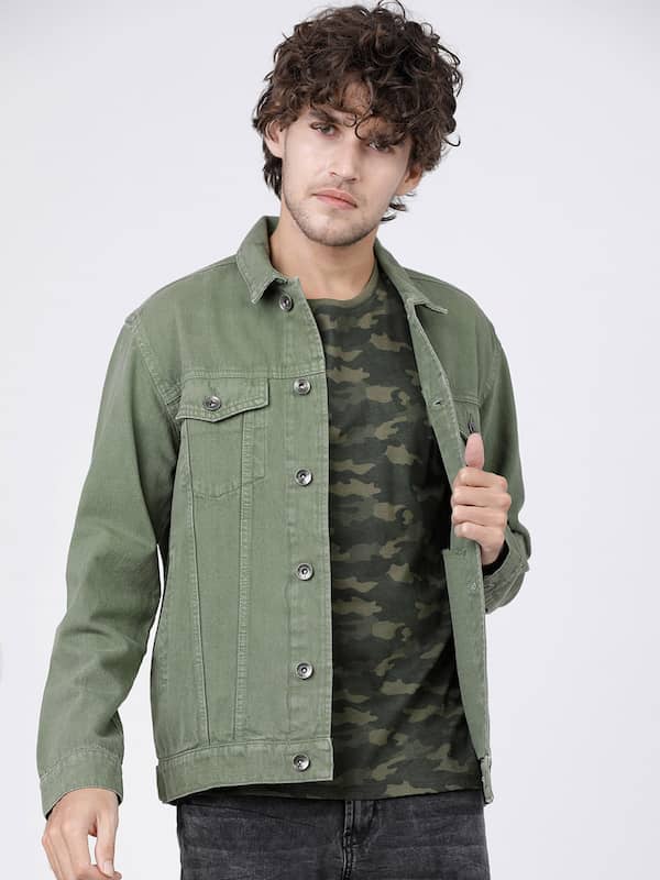 Olive Green Men Denim Jackets - Buy 