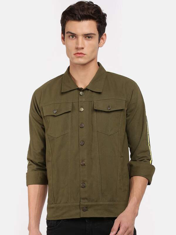 Olive Green Men Denim Jackets - Buy 