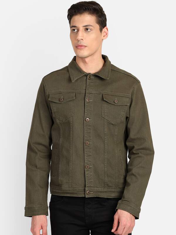 Buy Olive Green Men Denim Jackets 