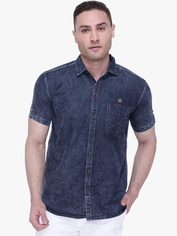 Men Sky Blue Jeans Shirts - Buy Men Sky 